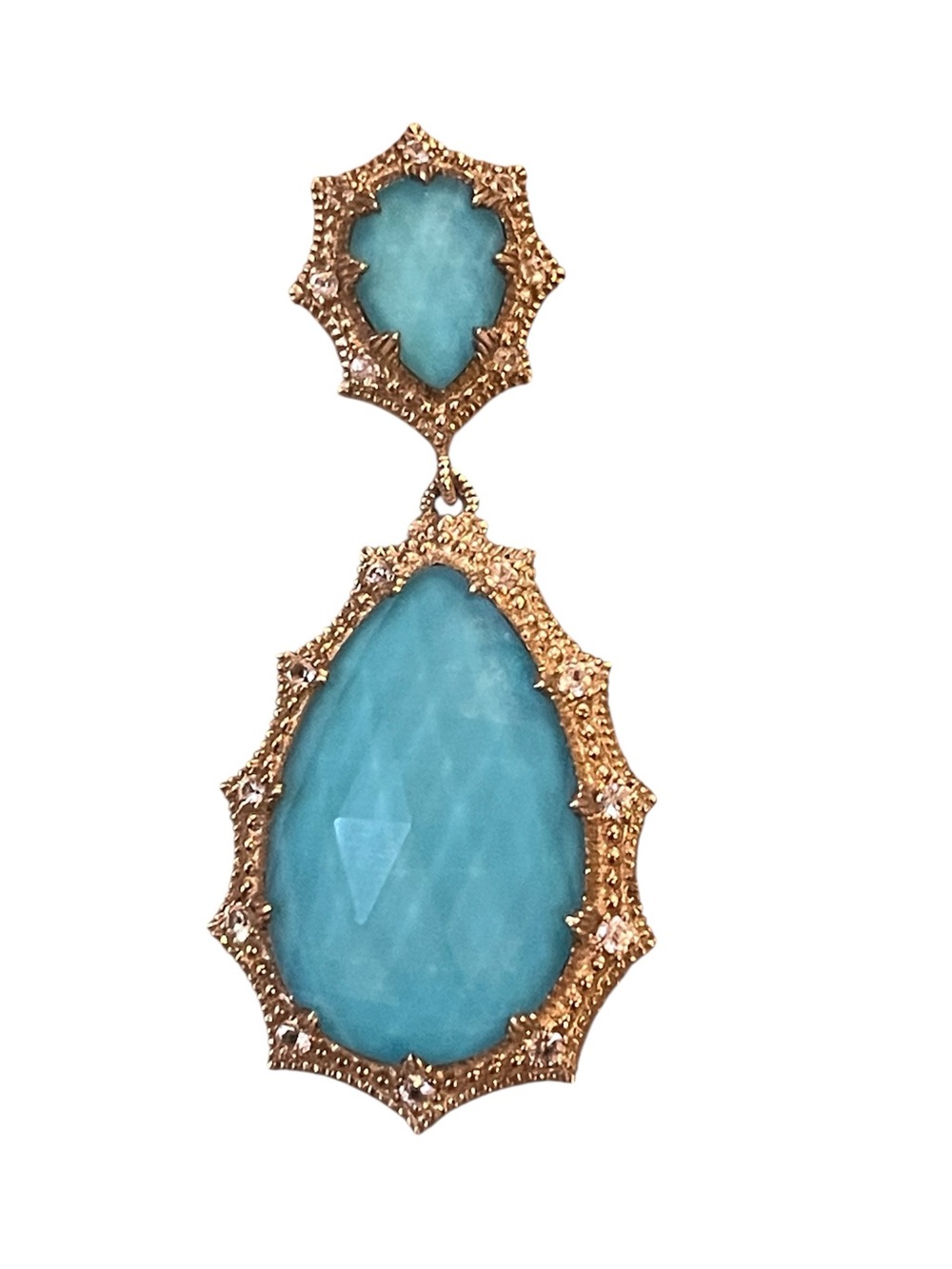 Judith Ripka 925 Sterling with 18K Gold Clad SINGLE Earring CZ Doublet Turquoise